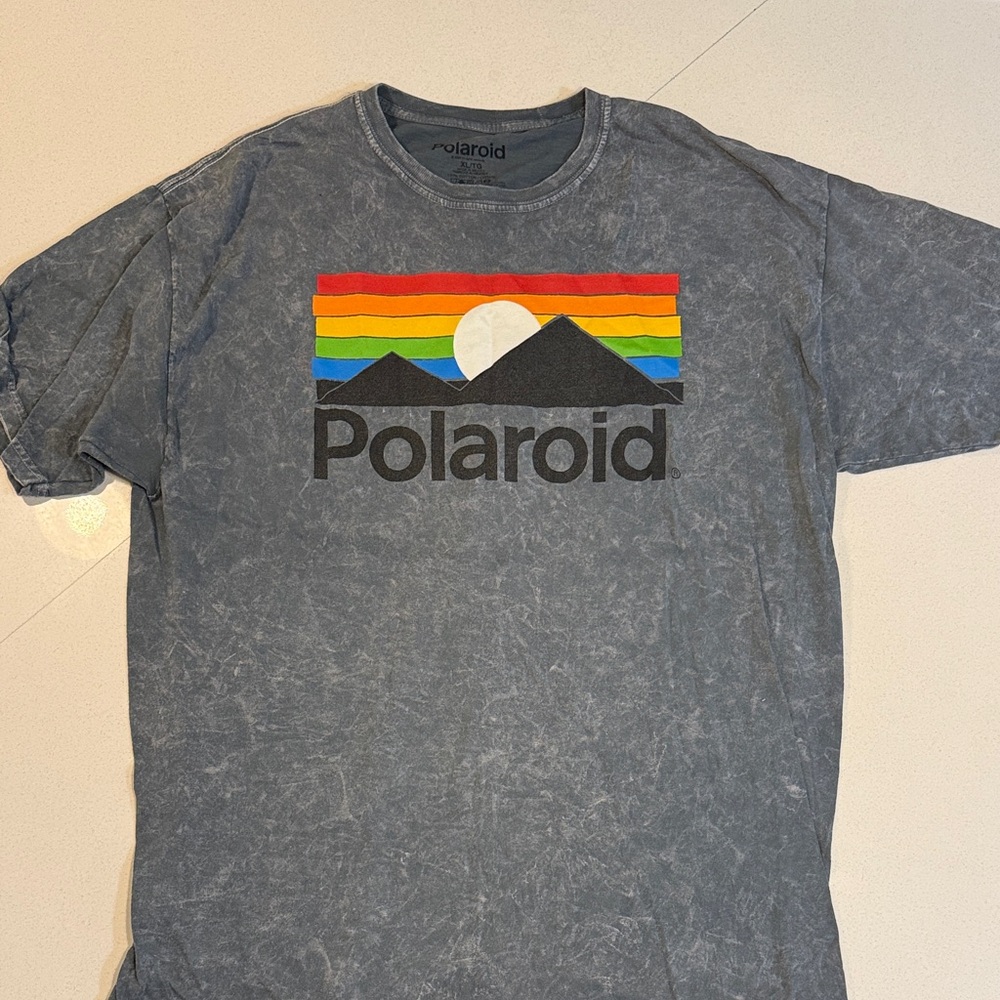 Polaroid Vintage Wash Tee with Rainbow Graphic